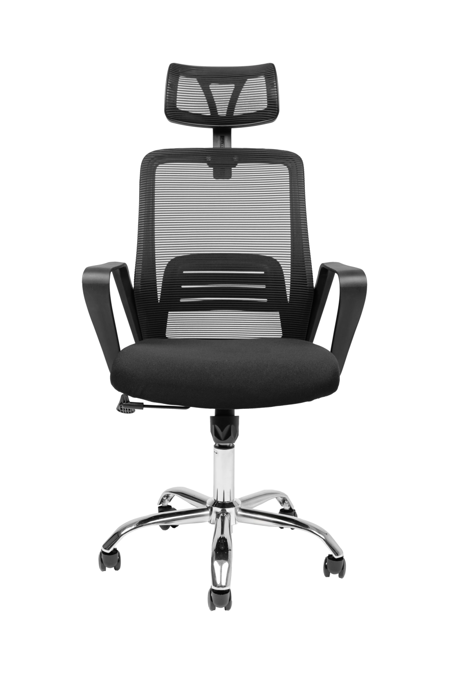 Modena: Alege eleganța pură: construcție ergonomică într-un finisaj complet negru care se integrează discret în orice decor. Șezutul tapițat este suficient de ferm pentru susținere corectă, dar plăcut la atingere, iar spătarul din plasă acrilică previne acumularea căldurii. Tetiera ajustabilă îți adaptează sprijinul cervical, în timp ce suportul lombar fix promovează postura sănătoasă. Cotierele fixe stabilesc un unghi natural pentru antebrațe, reducând tensiunea în umeri. Roțile din nailon garantează mobilitate lină și protecție pentru pardoseală. Rezultatul: productivitate fără compromisuri între confort și stil sobru.