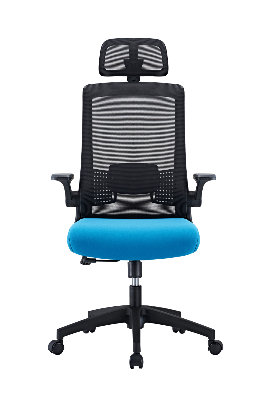 Santander: Bucură-te de aceleași specificații avansate CUSTÓ Santander într-o combinație cromatică energizantă negru-albastru. Tetiera 3D și suportul lombar 2D se reglează intuitiv, iar cotierele „flip-up” facilitează trecerea rapidă de la muncă la relaxare. Spătarul din plasă acrilică răcorește, iar șezutul din spumă poliuritanică distribuie presiunea uniform. Roțile din nailon glisează ușor, protejând podeaua. Ideal pentru spațiile care cer atât funcționalitate, cât și un accent de culoare revigorant.