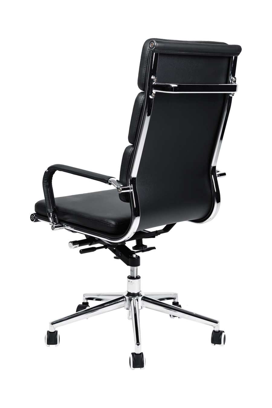 Vilnius: CUSTÓ Vilnius oferă eleganța pielii artificiale ușor de întreținut, ideală pentru săli de ședință și spații executive. Spătarul robust și șezutul ferm asigură susținere pe termen lung, prevenind deformarea. Cotierele fixe păstrează brațele într-un unghi natural, reducând presiunea asupra umerilor. Mecanismul de înclinare te lasă să te relaxezi rapid între două apeluri. Roțile din poliuretan rulează liniștit și nu zgârie pardoseala. Designul negru atemporal completează mobilierul existent, adăugând o notă de profesionalism subtil.