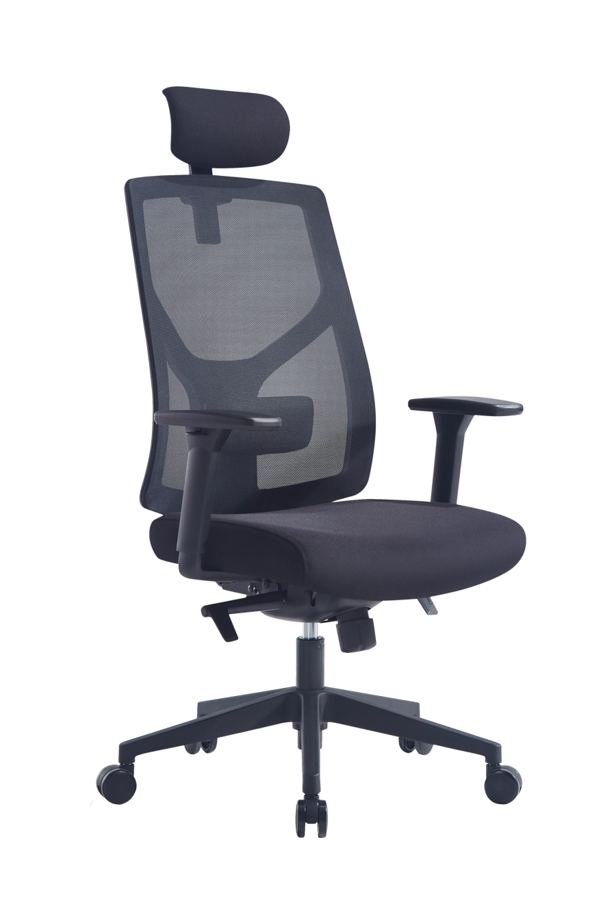 Parma: Reglează tot ce contează: CUSTÓ Parma îți permite să deplasezi spătarul pe înălțime, să glisezi șezutul față/ spate și să ajustezi suportul lombar 2D exact pe zona sensibilă a spatelui. Tetiera 2D relaxează coloana cervicală, iar cotierele pe înălțime mențin brațele la nivelul corect cu tastatura. Plasa acrilică elimină căldura excesivă, iar șezutul din spumă de densitate înaltă distribuie uniform greutatea. Roțile din poliuretan mențin liniștea în open-space, protejând podeaua. Totul într-un finisaj negru care nu se demodează.