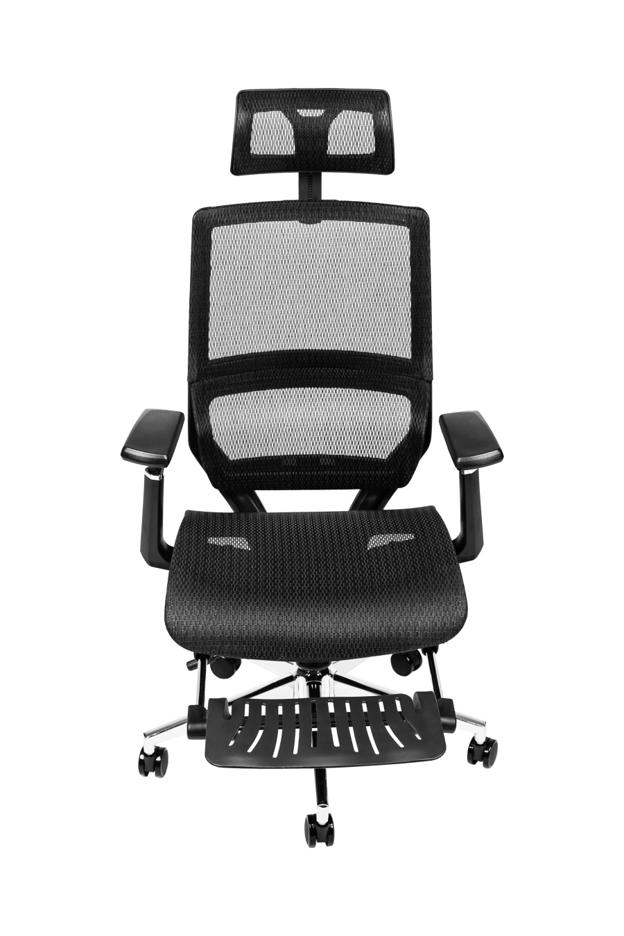 Bologna: Cu suport extensibil pentru picioare și reglaj de înălțime a spătarului, CUSTÓ Bologna transformă pauzele scurte în momente de relaxare reală. Șezutul din plasă elastomerică și spătarul din plasă acrilică asigură ventilație continuă. Suportul lombar reglabil și tetiera 2D se adaptează formei tale, iar brațele 3D pot fi ajustate în fiecare direcție. Șezutul glisant și mecanismul sincron mențin postura corectă în sarcini diverse. Roțile din plastic alunecă ușor, iar finisajul negru se potrivește spațiilor high-tech.