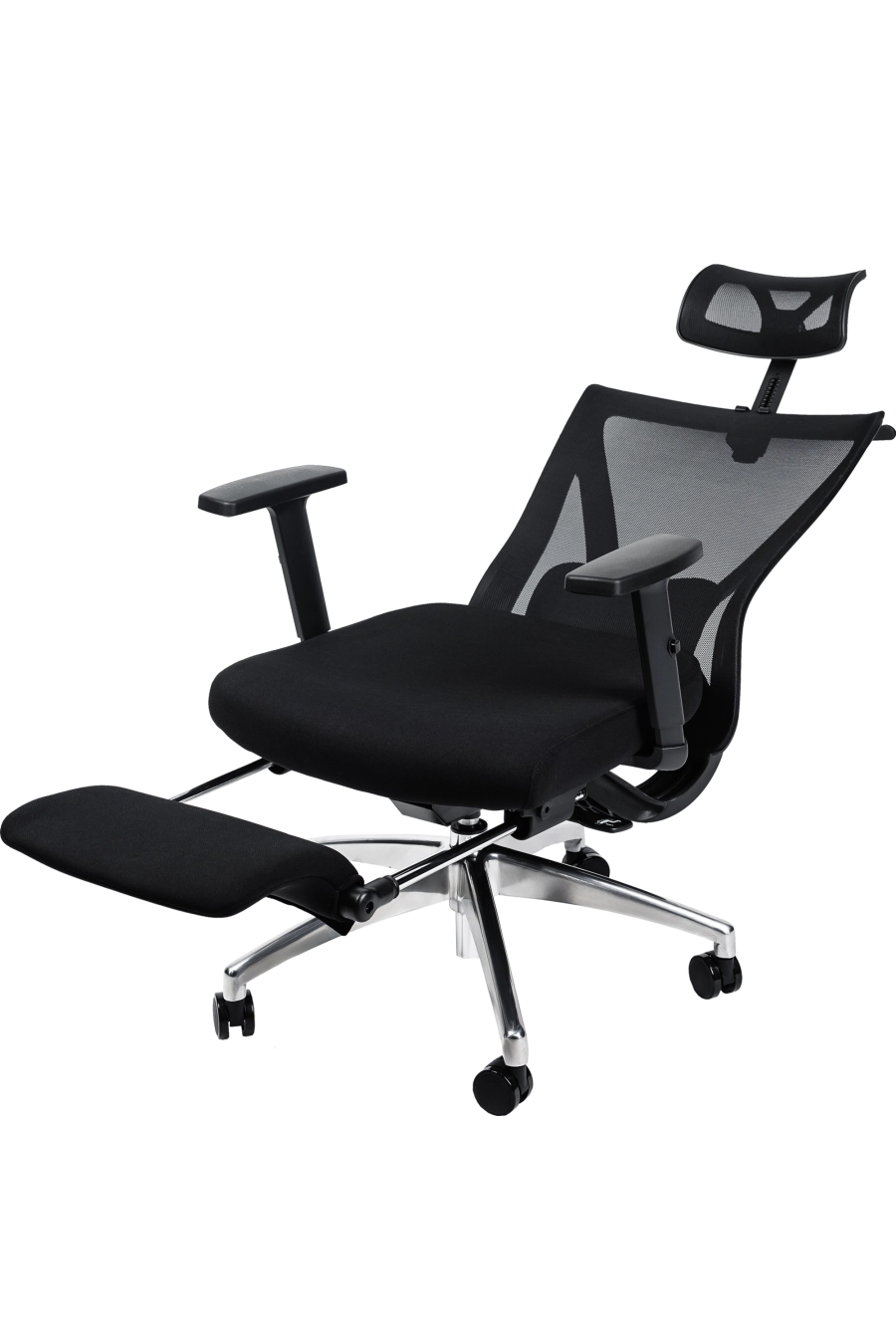 Dublin: CUSTÓ Dublin este scaunul complet echipat pentru multitasking: șezut textil comod, spătar din plasă acrilică ventilată și suport pentru picioare retractabil. Tetiera 2D și suportul lombar 2D se reglează independent, adaptându-se stilului tău de lucru. Brațele ajustabile pe înălțime facilitează trecerea de la tastare la prezentări. Un umeraș integrat păstrează sacoul impecabil, eliminând aglomerația de pe spătar. Roțile din poliuretan rulează lin, iar finisajul negru se integrează perfect în birouri moderne.