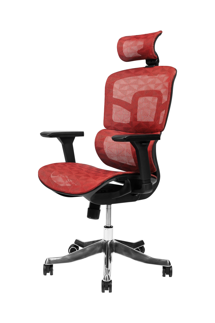 Porto: Conceput pentru reglaje la îndemână, CUSTÓ Porto combină șezutul și spătarul din plasă elastomerică ce mențin un microclimat plăcut chiar și în zilele toride. Tetiera 3D se adaptează înălțimii și unghiului capului, iar cotierele 3D permit setarea pe înălțime, adâncime și rotație. Baza rotativă ușoară și roțile din poliuretan rulează silențios, protejând pardoseala. Accentele roșii dinamizează biroul, transformând fotoliul într-un element de design care inspiră energie și creativitate.