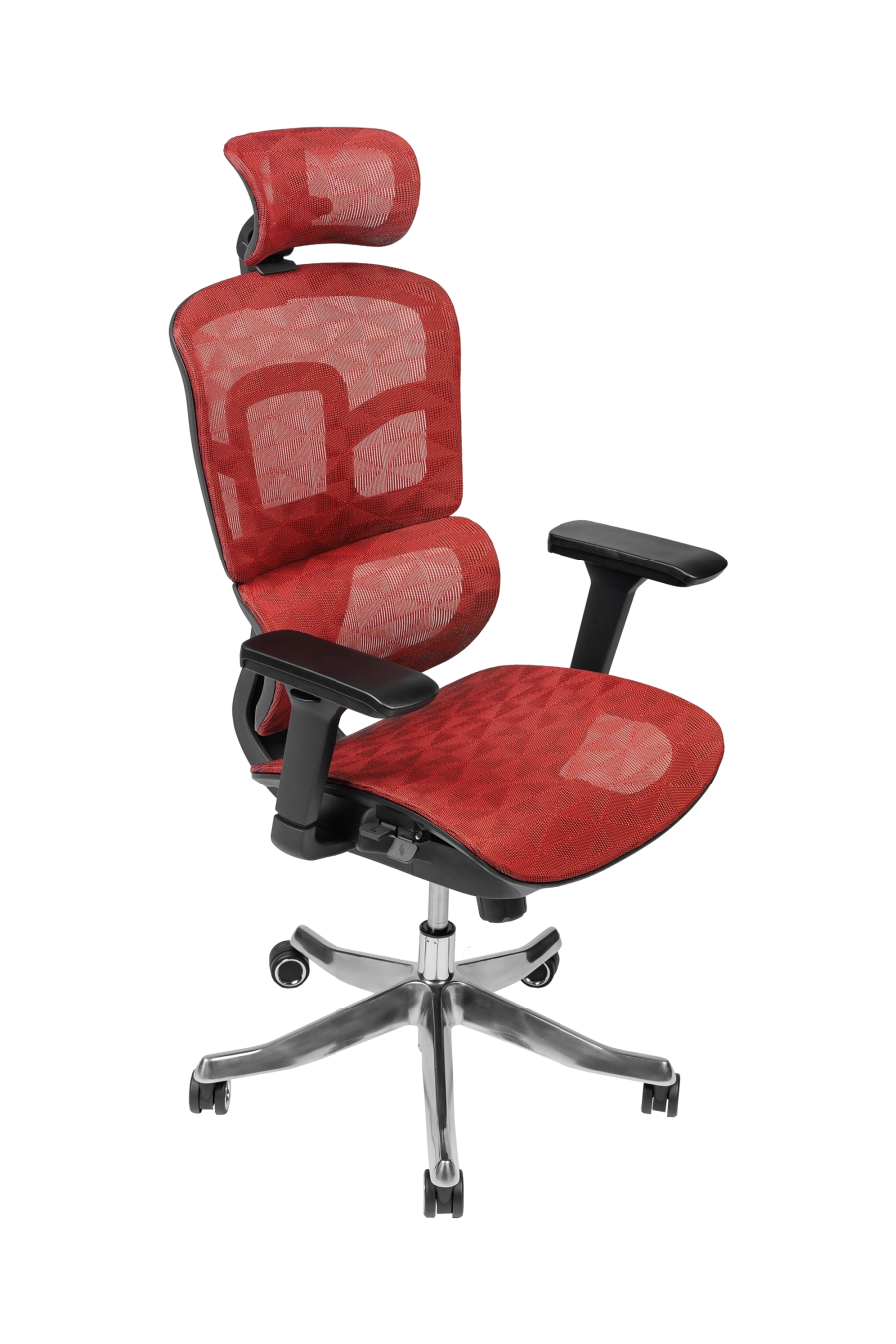 Porto: Conceput pentru reglaje la îndemână, CUSTÓ Porto combină șezutul și spătarul din plasă elastomerică ce mențin un microclimat plăcut chiar și în zilele toride. Tetiera 3D se adaptează înălțimii și unghiului capului, iar cotierele 3D permit setarea pe înălțime, adâncime și rotație. Baza rotativă ușoară și roțile din poliuretan rulează silențios, protejând pardoseala. Accentele roșii dinamizează biroul, transformând fotoliul într-un element de design care inspiră energie și creativitate.