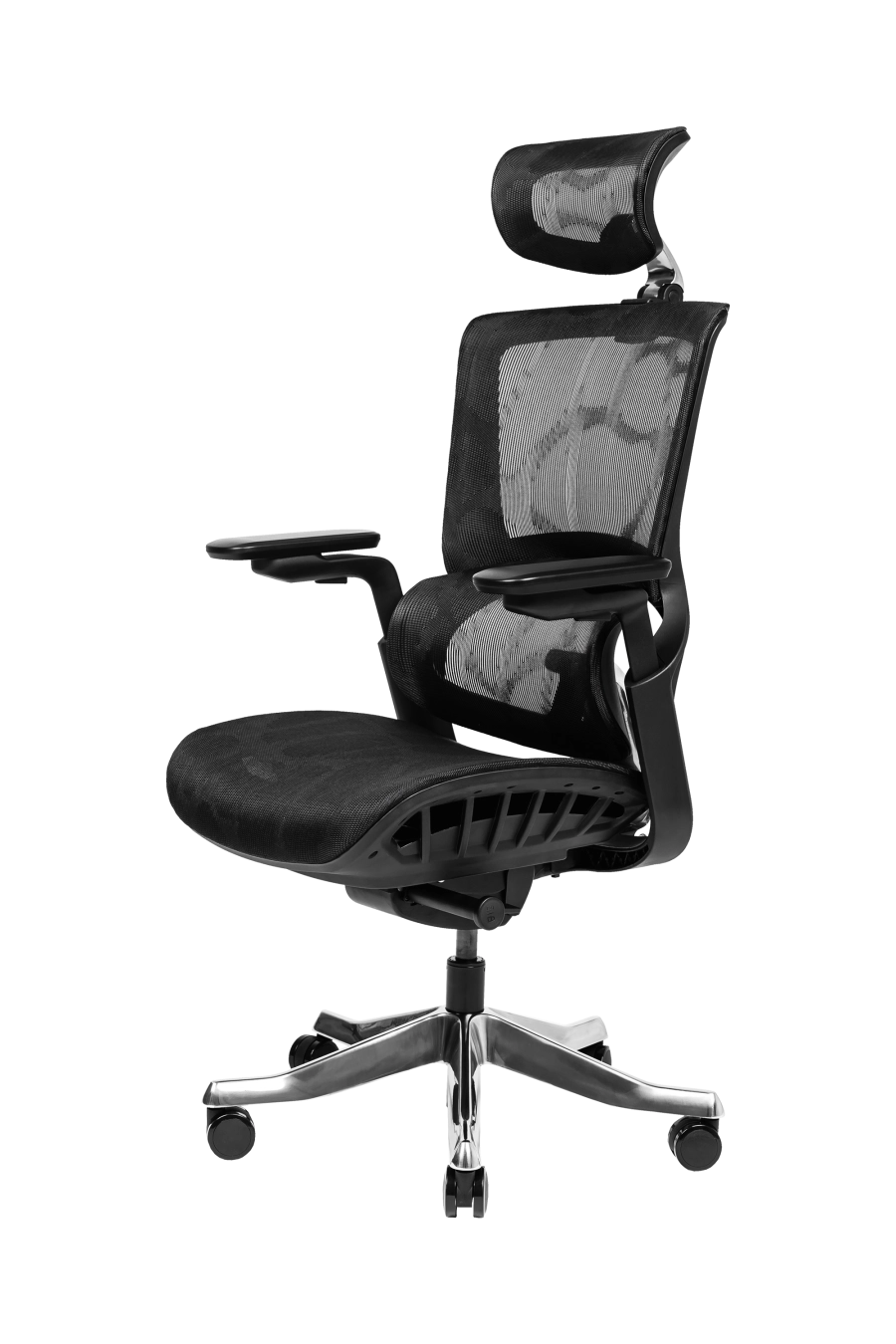 Berlin: CUSTÓ Berlin îți oferă ventilație maximă prin plasă elastomerică atât pe șezut, cât și pe spătar, menținând temperatura plăcută în proiectele de durată. Suportul lombar reglabil se adaptează instant, reducând oboseala zonei inferioare a spatelui. Tetiera 3D și cotierele 3D se aliniază milimetric nevoilor tale, în timp ce șezutul glisant reglează adâncimea pentru orice statură. Mecanismul sincron favorizând mișcarea naturală. Roțile din poliuretan protejează podeaua și alunecă fără zgomot. Designul all-black conferă un look high-tech care se integrează perfect în open-space-uri moderne.