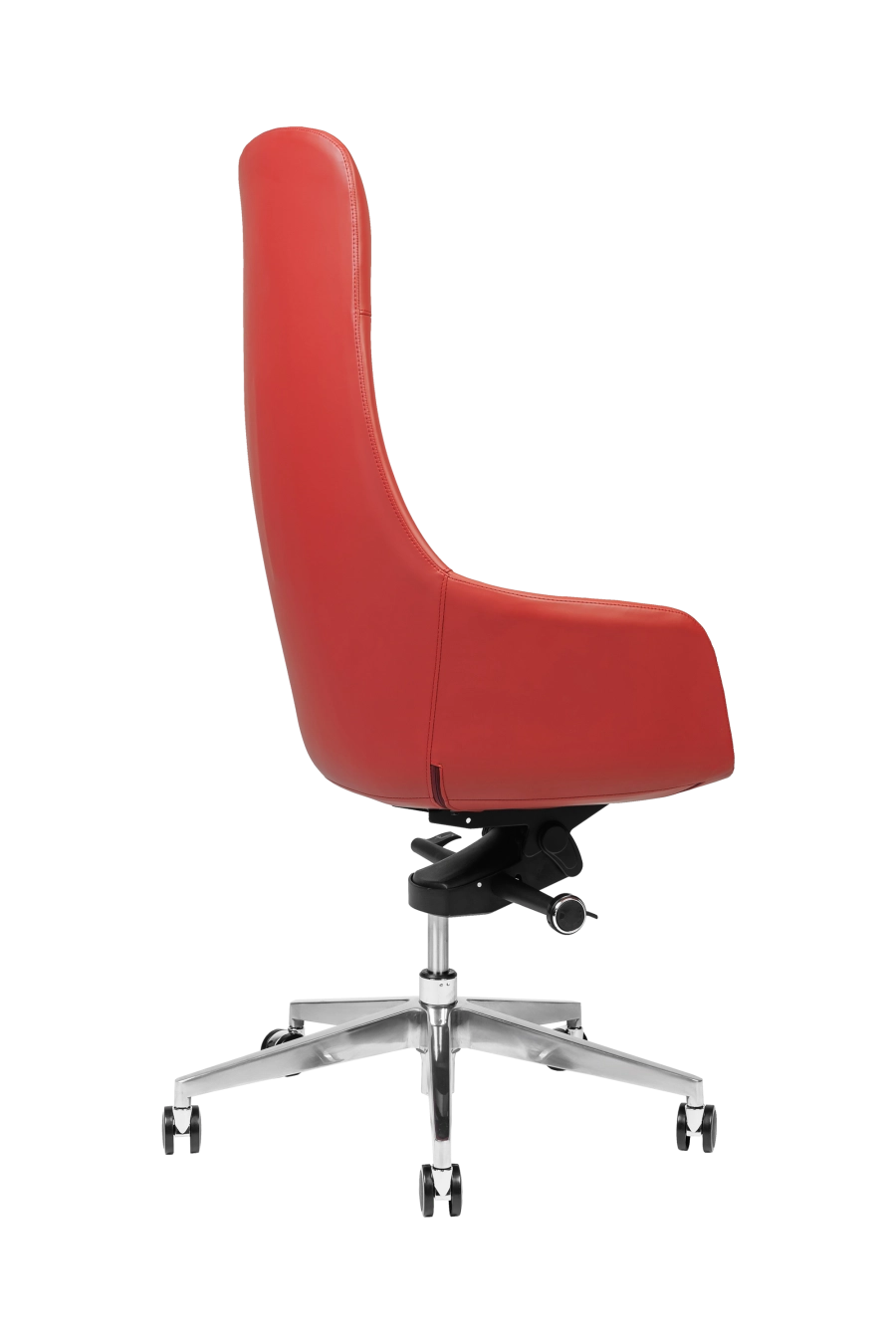 Paris: CUSTÓ Paris aduce eleganța pielii artificiale într-un roșu care insuflă energie spațiului de lucru. Șezutul ferm și spătarul înalt mențin coloana în poziție corectă, iar cotierele fixe susțin antebrațele la un unghi natural. Mecanismul de înclinare îți permite scurte momente de relaxare, prevenind rigiditatea. Baza rotativă se întoarce ușor către colegi sau documente, menținând fluența discuțiilor. Roțile din poliuretan rulează lin și nu zgârie pardoseala. Perfect pentru birouri executive sau spațiile de recepție care doresc să transmită încredere și dinamism.