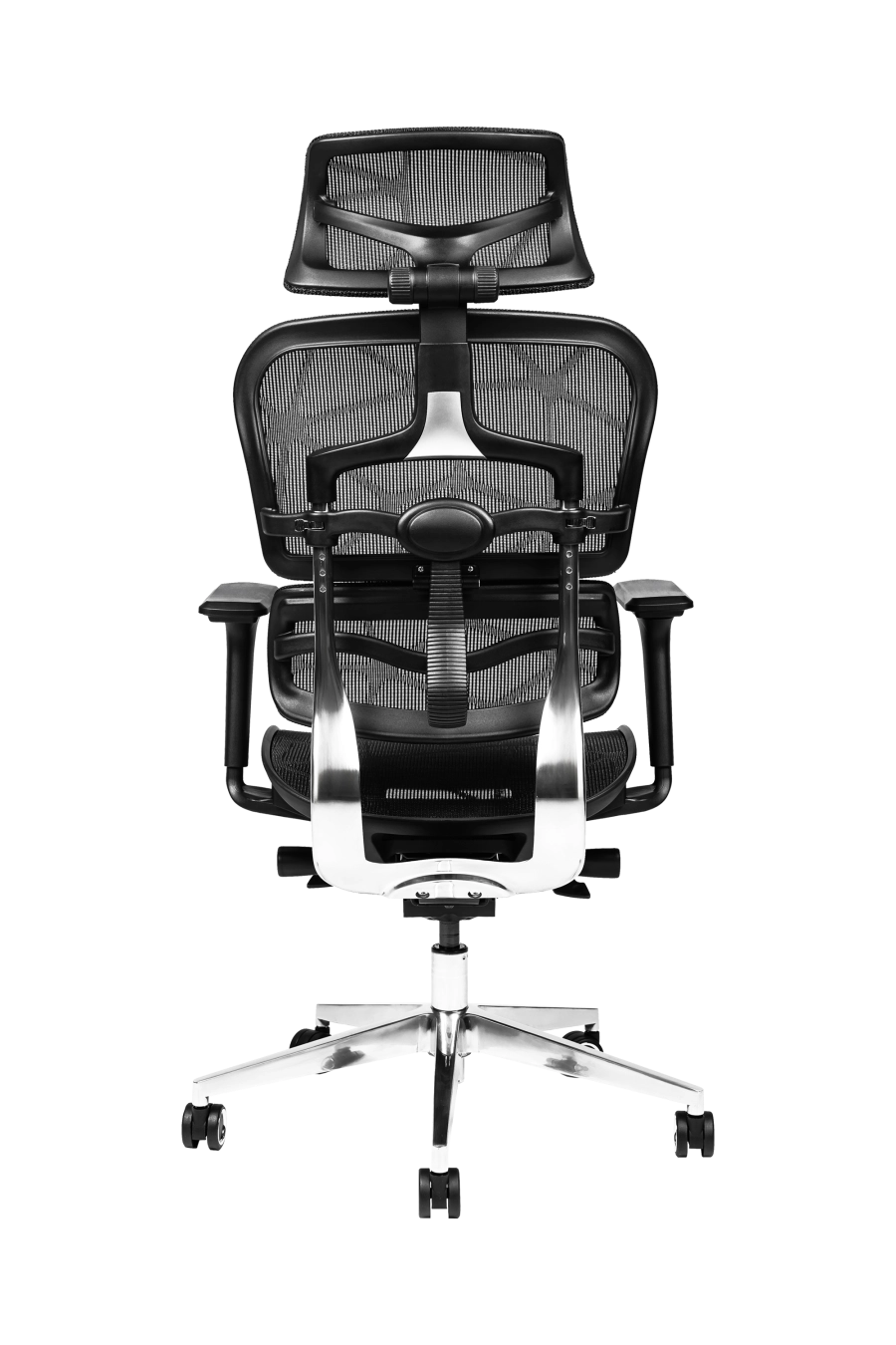 Torino: CUSTÓ Torino aduce ergonomie completă: spătar și șezut din plasă elastomerică pentru răcire constantă, spătar reglabil pe înălțime și șezut glisant pentru adâncime personalizată. Suportul lombar ajustabil reduce presiunea de pe coloană, iar tetiera 3D elimină tensiunea din zona cervicală. Cotierele 3D se adaptează tastării, prezentărilor și momentelor de relaxare. Mecanismul sincron urmărește mișcările naturale ale corpului, menținând postura corectă. Roțile din poliuretan alunecă silențios, protejând pardoseala. Finisajul negru sobru se potrivește oricărui decor corporativ.