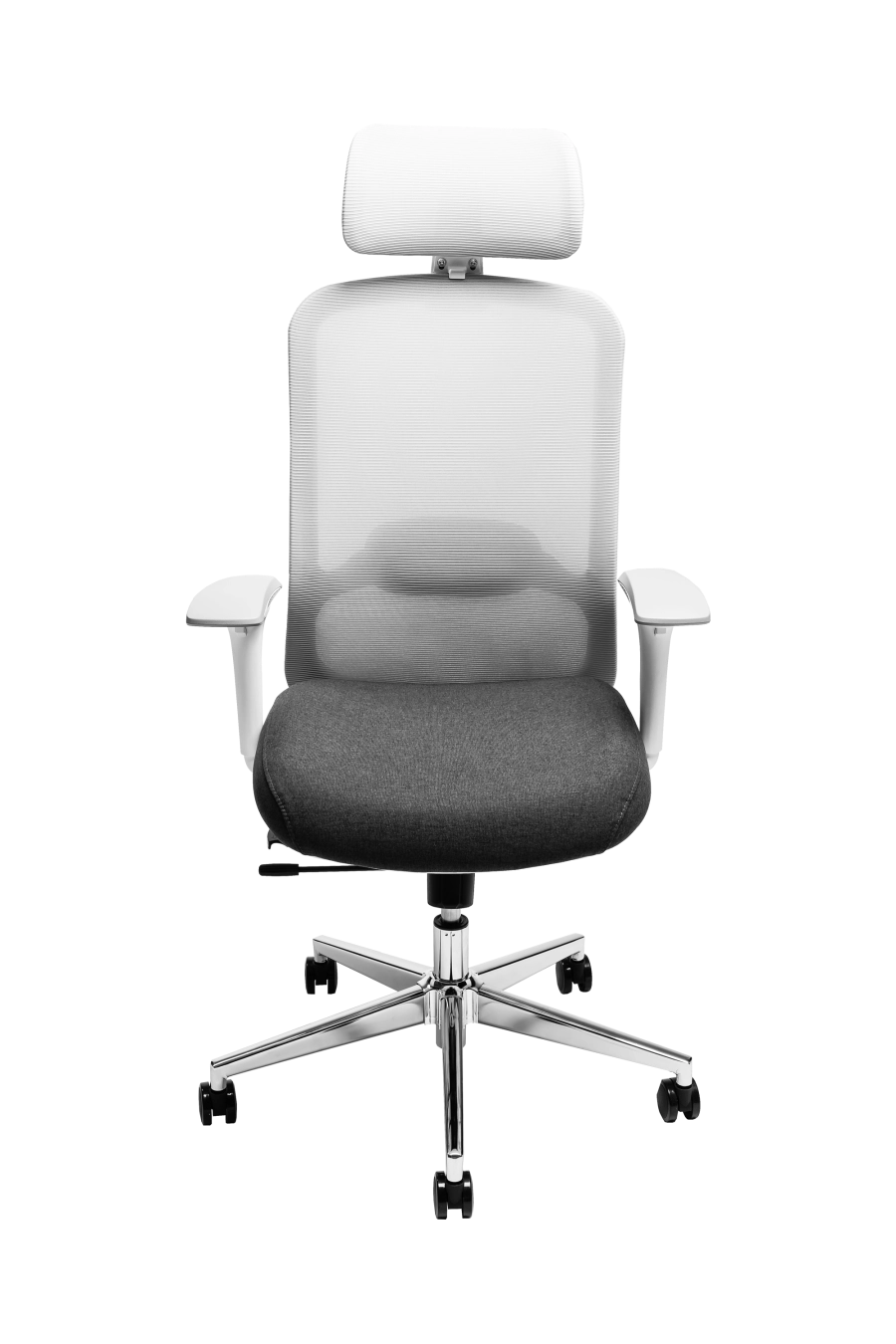 Roma: CUSTÓ Roma combină designul modern cu funcționalitatea avansată, fiind ideal pentru birouri profesionale. Șezutul tapițat din stofă oferă confort constant, iar spătarul din plasă elastomerică asigură o ventilație eficientă pe durata întregii zile de lucru. Suportul lombar reglabil pe înălțime permite ajustarea precisă pentru o susținere optimă a zonei inferioare a spatelui. Tetiera reglabilă pe înălțime oferă susținere suplimentară pentru cap și gât, iar cotierele reglabile 4D permit ajustarea în înălțime, adâncire, lățime și unghi, asigurând o poziție naturală a brațelor în orice activitate. Mecanismul multifuncțional cu blocare în trei poziții și translare a șezutului asigură flexibilitate în mișcare și stabilitate. Baza stelată din oțel cromat, echipată cu roți din poliuretan, garantează mobilitate lină și stabilitate pe diferite tipuri de suprafețe. Designul gri conferă o notă sobru-executivă, potrivită pentru birouri moderne unde confortul și profesionalismul contează.