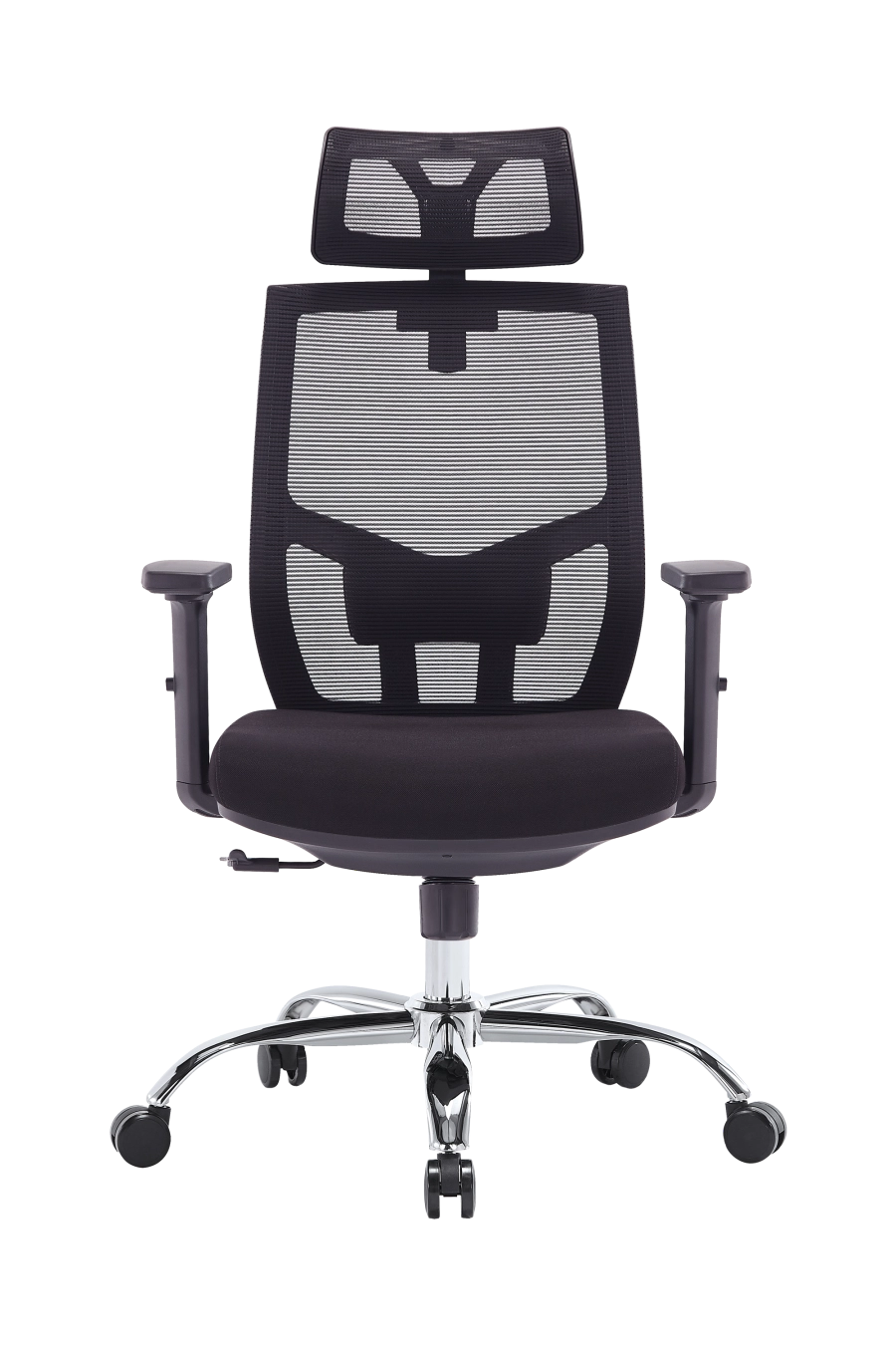 Sevilla: Dacă îți place controlul total, CUSTÓ Sevilla dispune de suport lombar reglabil, tetieră 2D și cotiere reglabile pe înălțime, toate setabile independent. Spătarul din plasă acrilică respiră, iar șezutul menține densitatea optimă pentru susținere uniformă. Baza rotativă și roțile din poliuretan rulează silențios, fără a zgâria podeaua. Scheletul solid promite durabilitate, iar culoarea neagră aduce eleganță discretă. Perfect pentru profesioniștii care schimbă frecvent postura între tastare, brainstorming și relaxare.