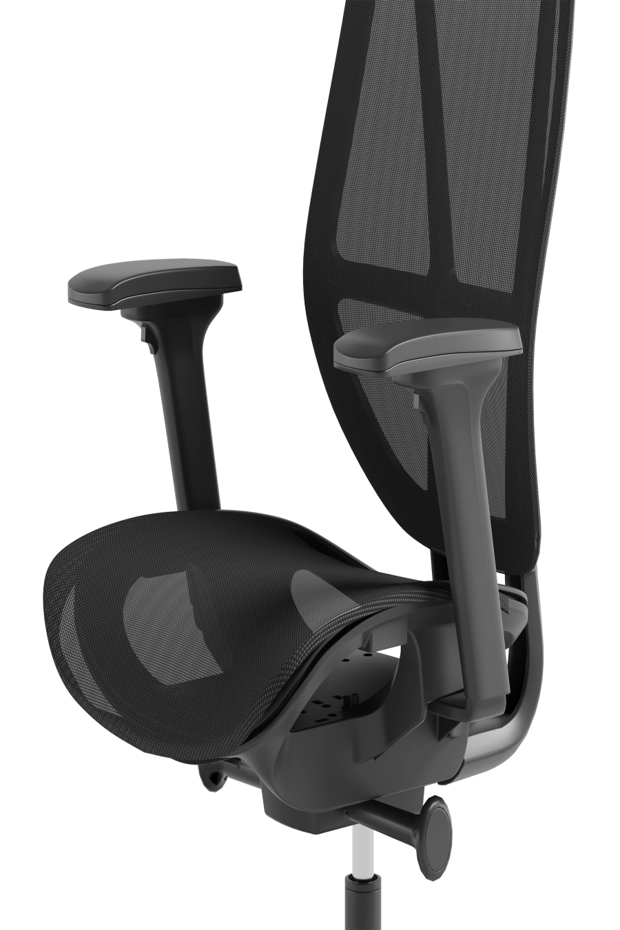 Oslo: CUSTÓ Oslo demonstrează că sustenabilitatea poate fi confortabilă: șezutul și spătarul sunt din plasă elastomerică reciclată, elastică și bine ventilată. Reglajul de adâncime al șezutului te ajută să găsești poziția optimă, iar brațele ajustabile pe înălțime reduc tensiunea la umeri. Suportul lombar fix stabilizează coloana, în timp ce tetiera fixă menține capul într-o poziție neutră. Roțile din poliuretan rulează lin și silențios, protejând podeaua. Nuanțele discrete negru-gri se potrivesc birourilor orientate spre ESG fără a compromite designul.