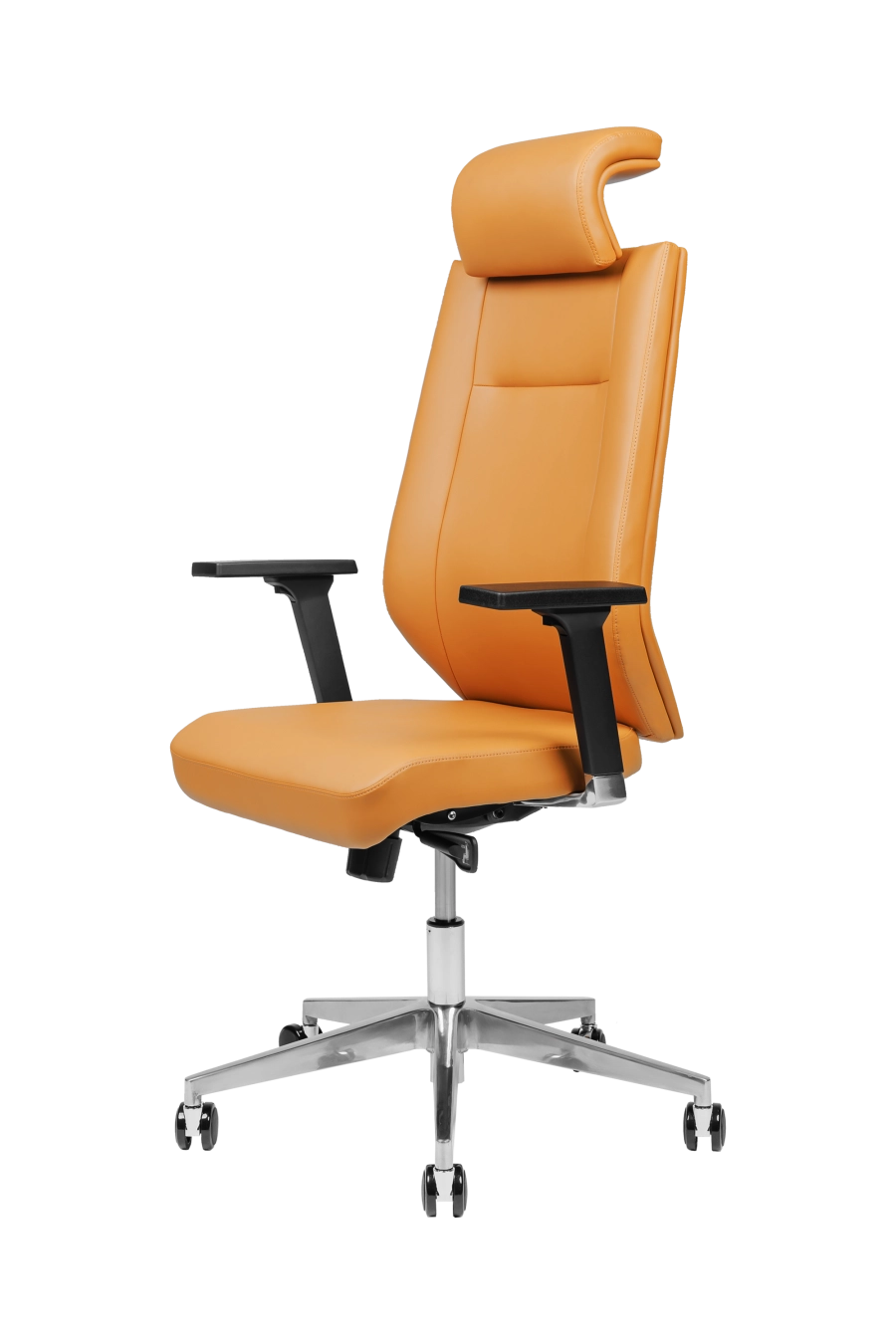 Barcelona: CUSTÓ Barcelona combină suplețea pielii artificiale de calitate premium cu avantajul cotierelor 3D, care se reglează rapid pe înălțime, adâncime și rotație pentru o postură relaxată la tastatură. Șezutul ergonomic este capitonat cu spumă de înaltă densitate, iar spătarul urmează linia spatelui, tetiera fixă susținând coloana cervicală în pauzele scurte. Mecanismul de balansare îți permite să alternezi între lucru intens și destindere. Accentele oranj energizează spațiul de lucru și adaugă personalitate fără a distrage atenția.