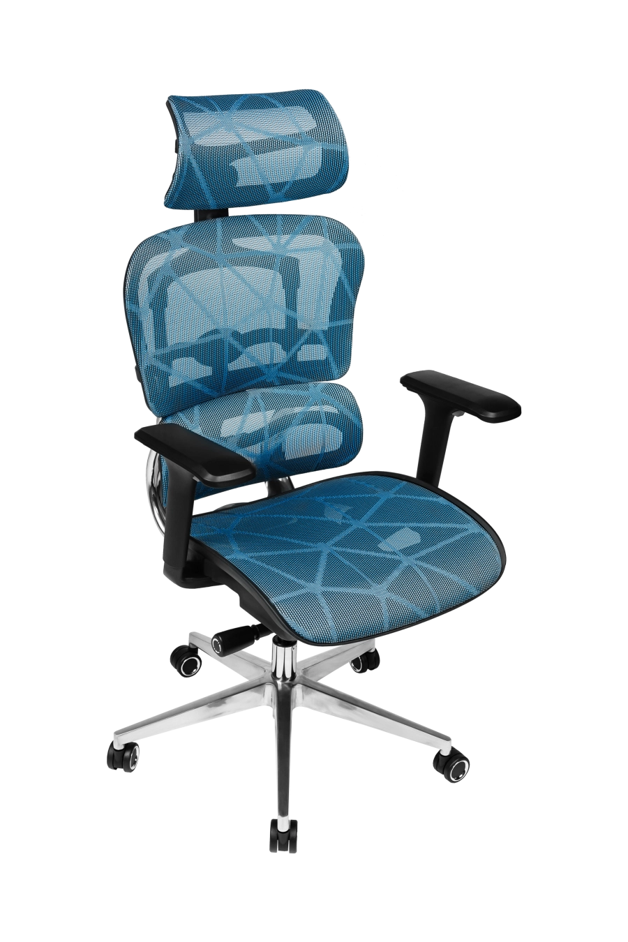 Torino: CUSTÓ Torino aduce ergonomie completă: spătar și șezut din plasă elastomerică pentru răcire constantă, spătar reglabil pe înălțime și șezut glisant pentru adâncime personalizată. Suportul lombar ajustabil reduce presiunea de pe coloană, iar tetiera 3D elimină tensiunea din zona cervicală. Cotierele 3D se adaptează tastării, prezentărilor și momentelor de relaxare. Mecanismul sincron urmărește mișcările naturale ale corpului, menținând postura corectă. Roțile din poliuretan alunecă silențios, protejând pardoseala. Finisajul albastru se potrivește spațiilor de lucru creative.