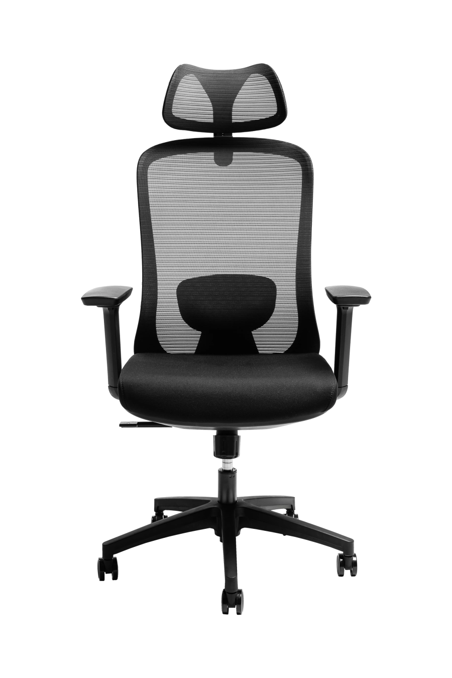 Bergamo: CUSTÓ Bergamo îmbină performanța ergonomicii cu designul modern: șezutul tapițat din stofă oferă confort constant, iar spătarul din plasă elastomerică asigură o ventilație optimă pe durata întregii zile de lucru. Suportul lombar reglabil 3D permite ajustarea pe înălțime, adâncime și adâncire, adaptându-se perfect curburii naturale a spatelui și reducând tensiunea în zona inferioară. Tetiera reglabilă pe înălțime oferă susținere suplimentară pentru cap și gât, iar cotierele reglabile 3D permit ajustarea în înălțime, adâncire și lățime, asigurând o poziție naturală a brațelor în orice activitate. Mecanismul sincron cu blocare într-o poziție și baza stelată din plastic dur, echipată cu roți din poliuretan, garantează stabilitate și mobilitate lină pe diferite tipuri de suprafețe. Designul all-black conferă o notă sobru-executivă, potrivită pentru spații profesionale unde confortul și profesionalismul sunt esențiale.